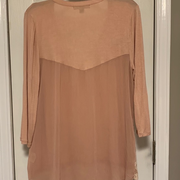 Women’s Top with Embroidered Sheer Overlay - Picture 3 of 7